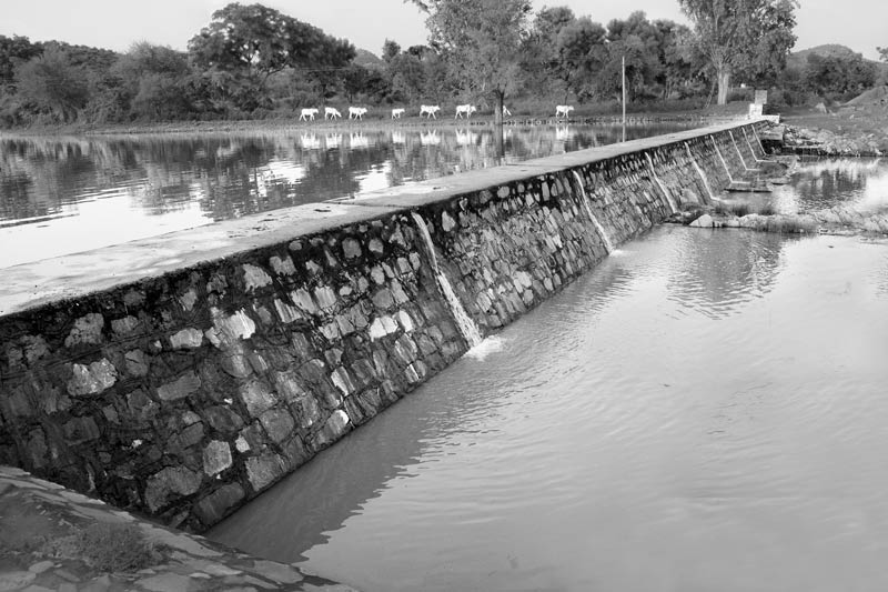 Anicut on Arvari river in the downstream near village Kaler in district Alwar, Rajasthan - a rainwater harvesting structure constructed under Rajendra Singh's leadership